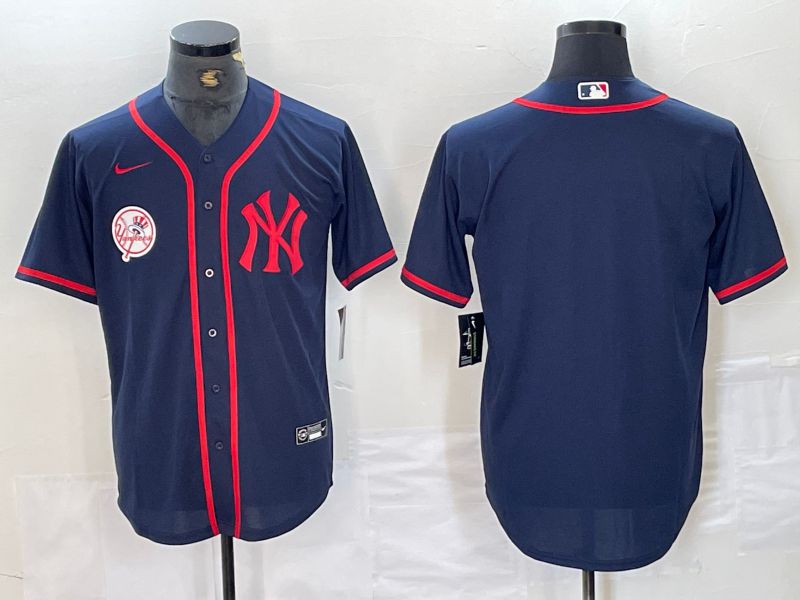 Men New York Yankees Blank Blue Third generation joint name Nike 2024 MLB Jersey style 19